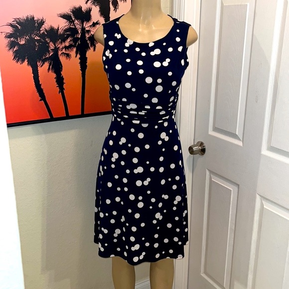 JESSICA HOWARD Navy White Polkadot Swing Dress - Picture 3 of 11